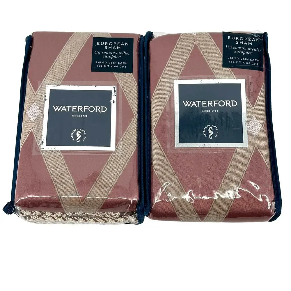 Waterford Shanor Anora Blush Pink Euro Pillow Sham Set Lattice Motif